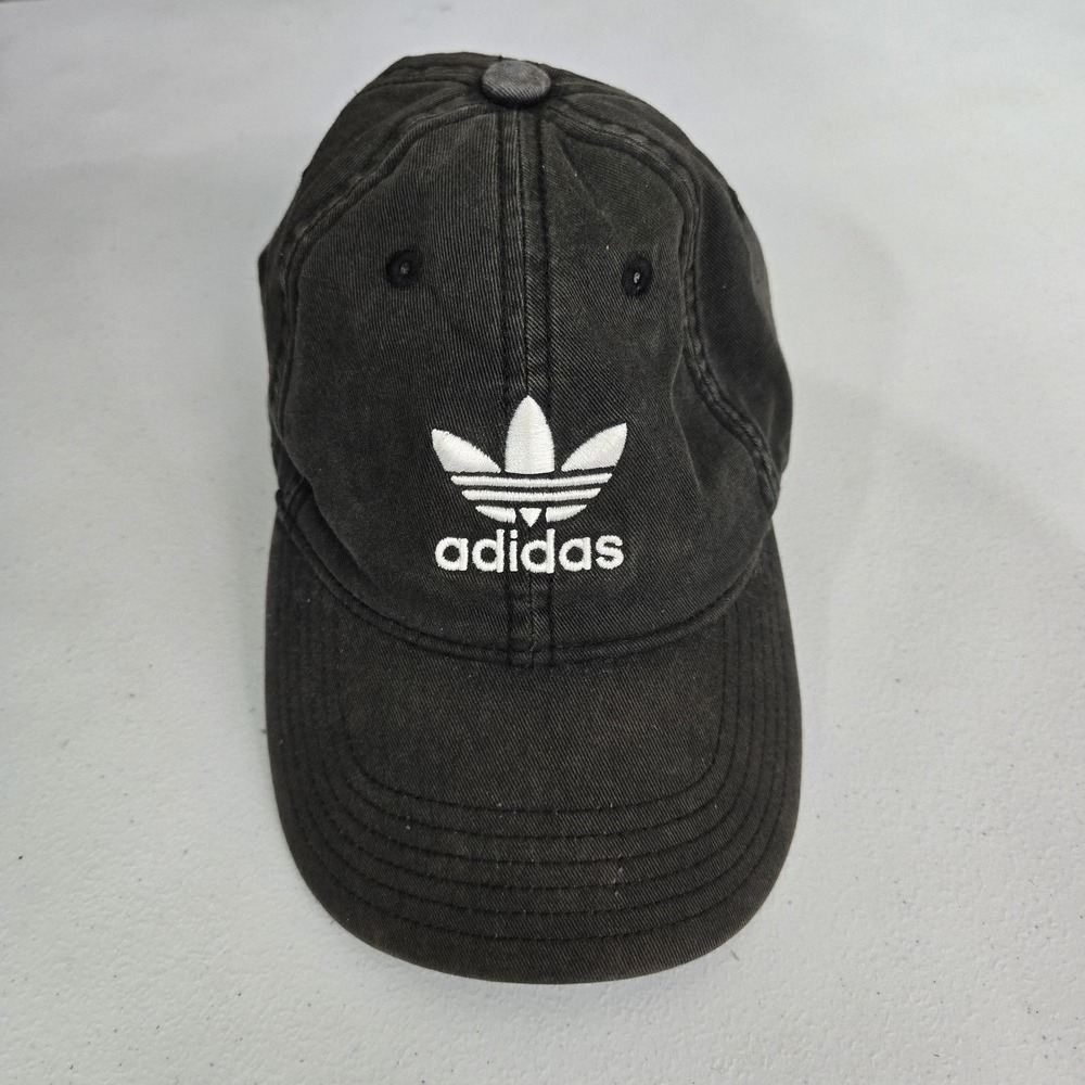 Adidas Men Baseball Cap ONE SIZE Black Curved Buckle Strapback Trefoil READ